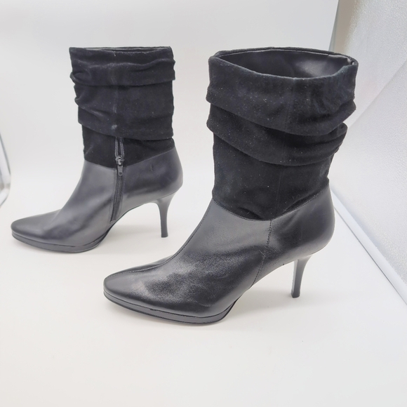 New York Transit Sz 9.5 Elegant Black Leather Women's Ankle Boots - Picture 5 of 8